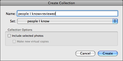Create collection dialog